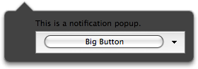 Screenshot of an initial attempt at a new notification popup, unstyled and ugly